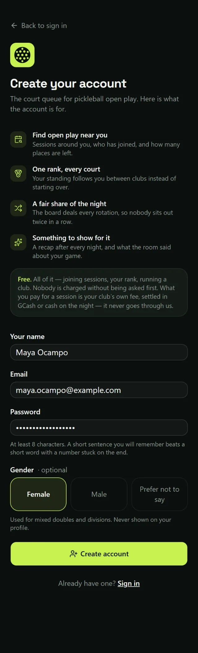 A name, an email, a password
