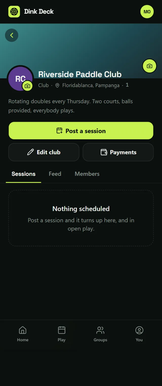 Your club page