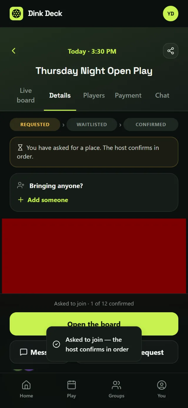 Asked in, not walked in